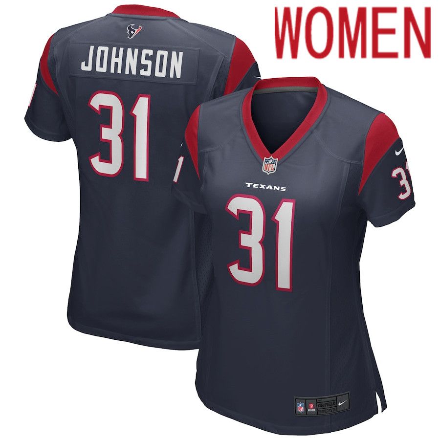 Women Houston Texans #31 David Johnson Nike Navy Game Player NFL Jersey->women nfl jersey->Women Jersey